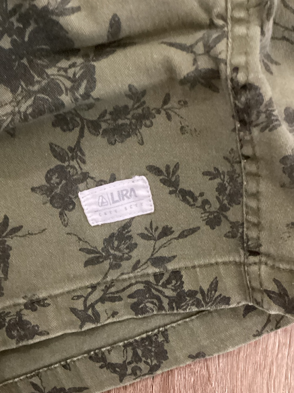Lira Olive Green Floral Cargo Shorts - Picture 3 of 4